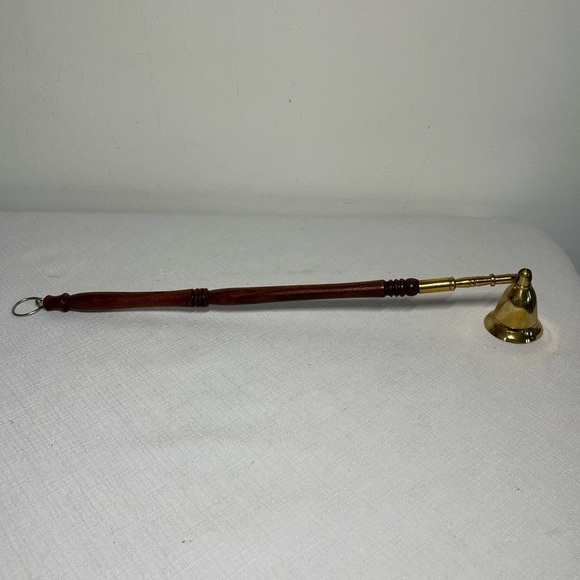Vintage brass and wood candle snuffer - use or shelf decor - Picture 1 of 5